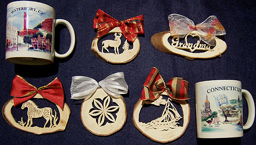 Handcut ornaments from Recycled Christmas Trees!